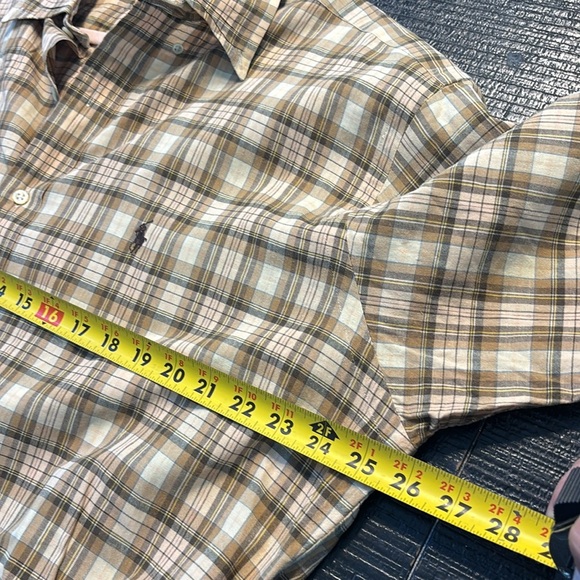 Ralph Lauren Button Down Shirt Brown Beige Plaid Blake Vintage size Large - Picture 3 of 7